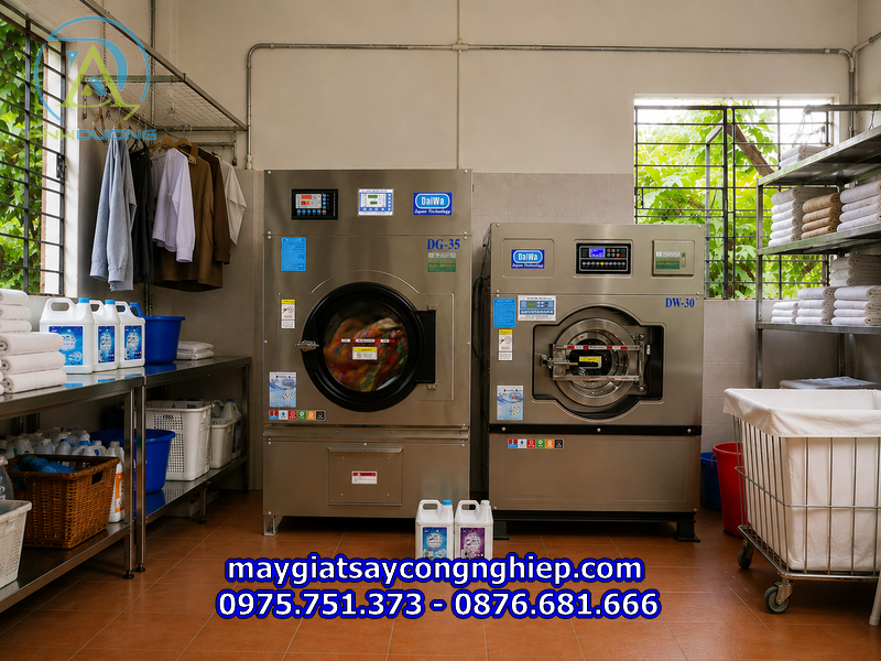 Máy Giặt Công Nghiệp Cho Xưởng Giặt Là – Giao Hàng Và Lắp Đặt Tại An Giang